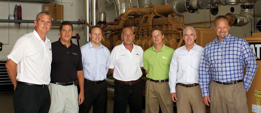 Engineers from Wabash Valley Power, Waste Management, P.E. MacAllister and Edwards-Rigdon Construction proudly stand in WVPA’s 14th landfill gas-to-energy facility.