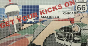 This tiled mural in Amarillo, Tx., is just one of many murals found along the 2,200-mile long Route 66.