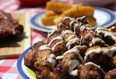 Smoky Chicken Wings with Alabama White Sauce