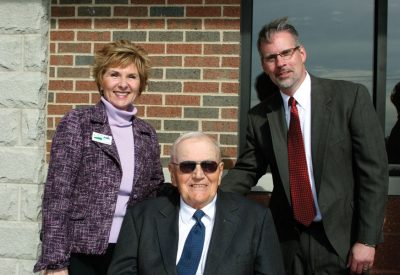 Illinois Director of USDA Rural Development Colleen Callahan (l-r) worked closely with EJ Water’s ­founding board ­member Delbert Mundt and CEO Bill Teichmiller to fund the treatment plant and expansion of the water co-op.