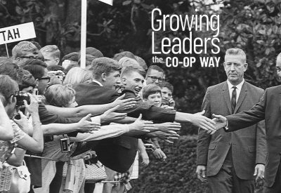 President Johnson shaking hands with kids on Youth Tour