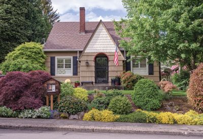 Family home and garden surrounded in Spring colors.