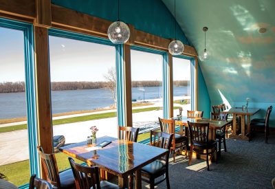dining room with views of the Mississippi River
