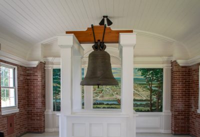 Kaskaskia Liberty Bell displayed inside a small brick building