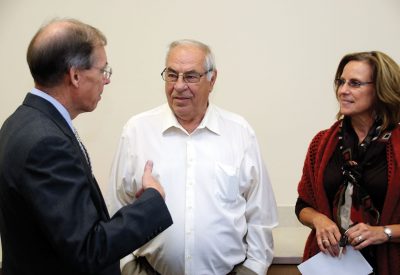 Richard Walden (left), Vice Chairman of Carlinville Area Hospital’s board told MJM Electric Board Chairman Bob Lehmann and President/CEO Laura Cutler the hospital has grown by 25 percent in just a few years. The new $2 million USDA REDLG zero-percent revolving loan through the co-op will help further that growth.