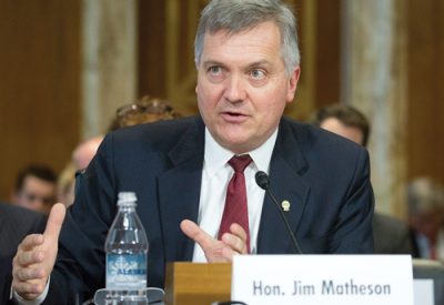 NRECA CEO Jim Matheson testifies before the Senate Energy and Natural Resources Committee on March 1. (Photo By: NRECA)